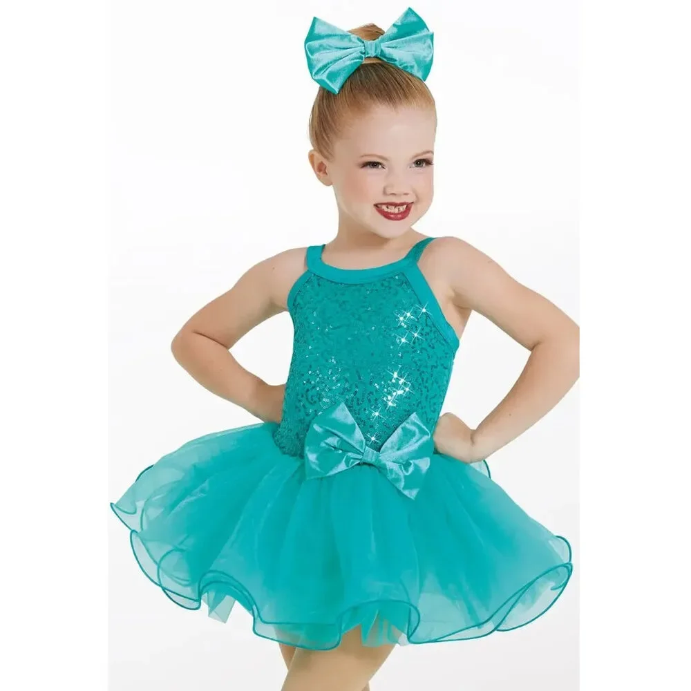 Pre-Owned Dance Costume Weissman 12410 Small Child Teal Sassy Jazz Sequin